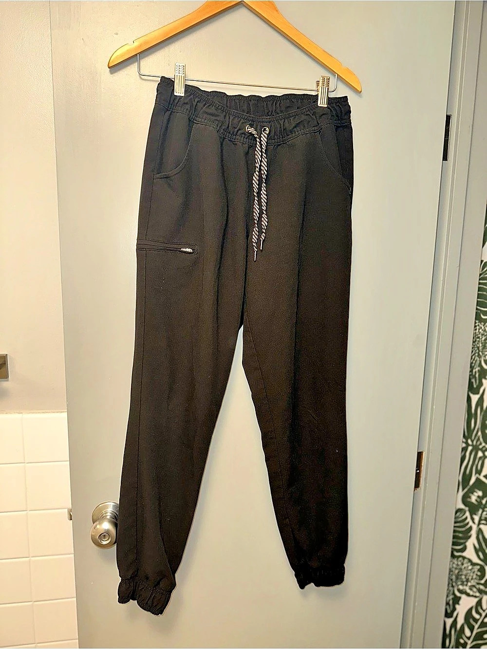 JAANUU Jogger Scrub Pants Black Joggers Small